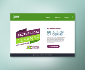 Landing page for bactericidal cleaner