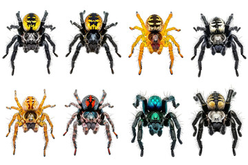 Spiders Set Isolated