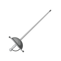 Fencing sword for sport, logo design. Flat outline isolated on white background