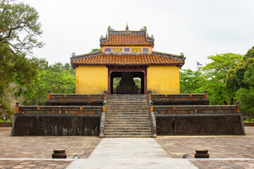 Stele Pavilion At Mausoleum Of Minh Mang In Hue, Vietnam. Minh Mang Is The Second Emperor Of The Nguyễn Dynasty.