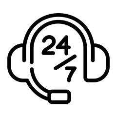 24 hours support outline icon