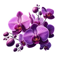 an orchid flower, orchid stems, transparent background