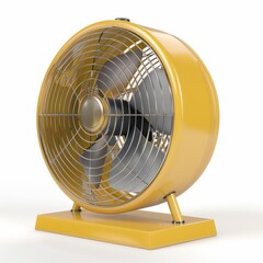 3D Render of a retro-style rotary fan, on isolated white background, Generative AI