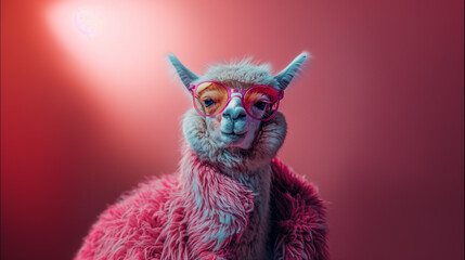 Fototapeta premium Llama in sunglass shade glasses 