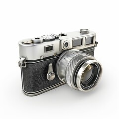 3D Render of a vintage film camera, on isolated white background, Generative AI