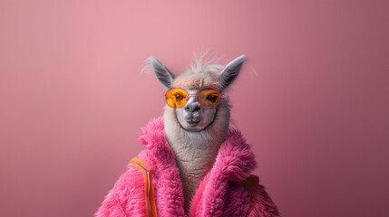 Obraz premium Llama in sunglass shade glasses 