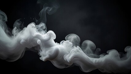 Fototapeta premium Abstract White Smoke Overlay on Black Studio Backdrop for Product Showcase
