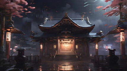 Fototapeta premium Beautiful and mysterious artwork with cyberpunk