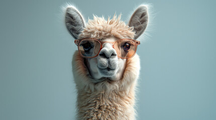 Obraz premium Creative animal concept. Llama in sunglass shade gla