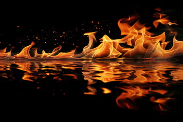 surface of fire, black background - 796033336