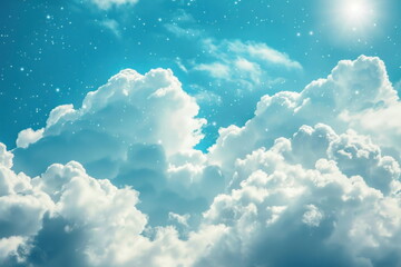 Fancy of the sky with sparkling fluffy clouds - 796034333