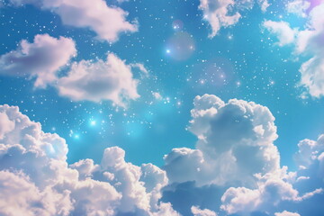 Fancy of the sky with sparkling fluffy clouds - 796034347