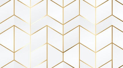 Vector illustration of a seamless pattern with gold lines in a hexagonal shape on a white background