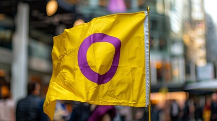 Intersex flag waving in street - LGBT concept