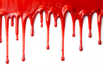 red blood paint dripping on white isoleted