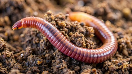 Closeup of a red earthworm