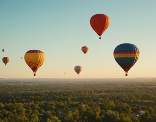 Obraz premium Whimsical Hot Air Balloon Parade: A whimsical hot air balloon parade floating through the sky