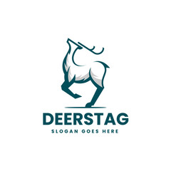 Vector Logo Illustration Deer Silhouette Style