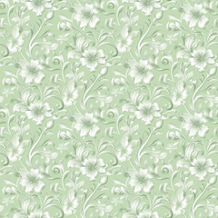 Floral green color, form natural, seamless fabric pattern.