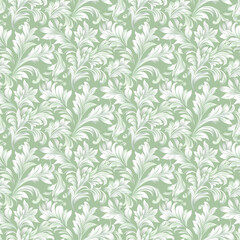 Floral green color, form natural, seamless fabric pattern.