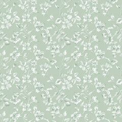 Floral green color, form natural, seamless fabric pattern.