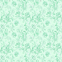 Floral green color, form natural, seamless fabric pattern.