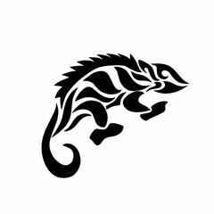 illustration vector graphics of tribal art tattoo design chameleon abstract