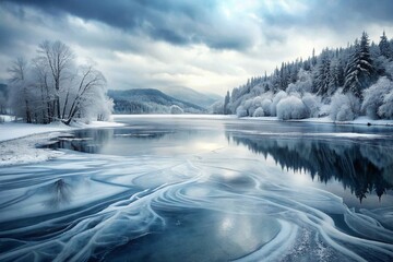 icy patterns and snow covered landscapes creating a tranquil and wintery background