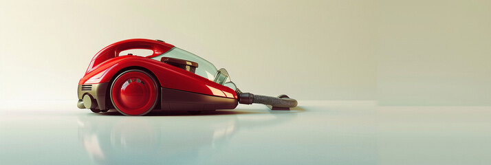 Red vacuum cleaner isolated against on a white background