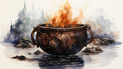 Cauldron Watercolor Style