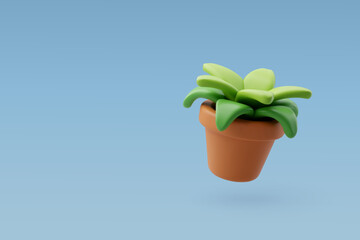 3d Vector Plant in blown pot, Furniture and hotel booking concept.