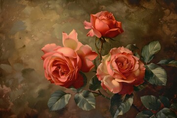 Rose painting art flower - obrazy, fototapety, plakaty