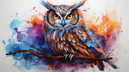 Obraz premium Owl Watercolor Style