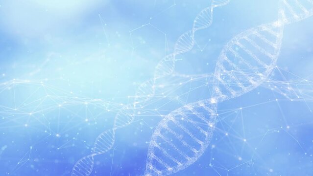 Dna cells rotation on bright science copy space background.