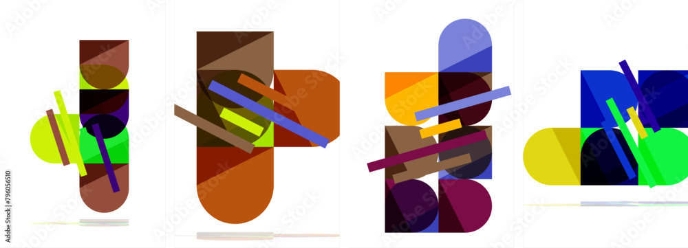 Poster a set of four colorful letters with a white background high quality