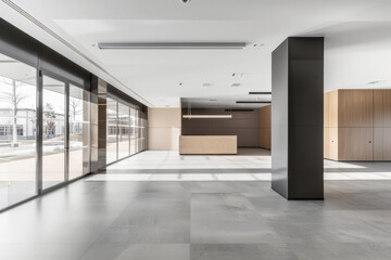Fototapeta premium Contemporary minimalist empty room with natural lighting coming from a window. Interior design composition with copyspace in natural color.
