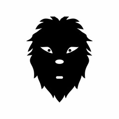 simple logo in the shape of a black and white wolf