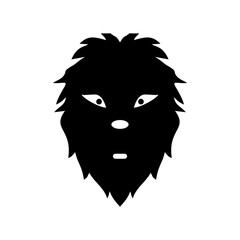 simple logo in the shape of a black and white wolf
