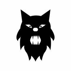 simple logo in the shape of a black and white wolf