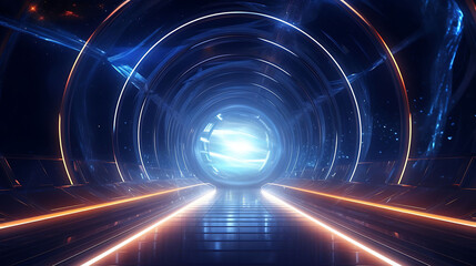 Tunnel in space ship, technology and futureistic concept