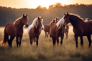 'group morning wild horses field horse animal herd freedom fast male female equestrian equine outside gallop running racing speed energy horsepower powerful mammal domestic animals action active'