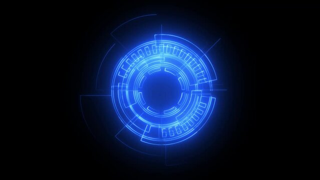 Blue arc reactor technology background with neon animation