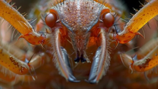This closeup view of an insects mouth reveals the sharp jagged mandibles used for grasping and chewing along with the delicate l palps . AI generation.