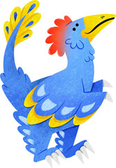 Anchiornis hand drawn illustration in cartoon design