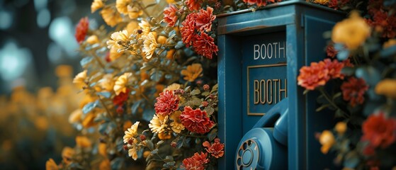 Retro Floral Delight: Discover a vintage telephone booth transformed into a delightful floral spectacle.