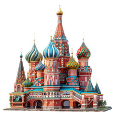 Fototapeta na wymiar Saint Basil's Cathedral in Moscow isolated on a transparent background 