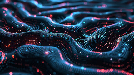 Obraz premium A blue and red wave with many dots