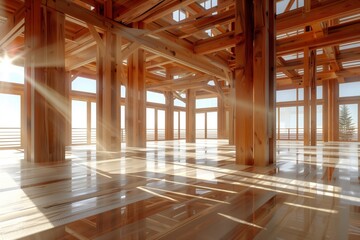 Fototapeta premium wooden structure inside the house