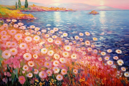 Landscape daisy outdoors painting nature