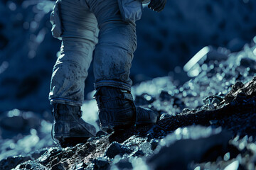 Space explorer traversing the surface of an uncharted extraterrestrial world